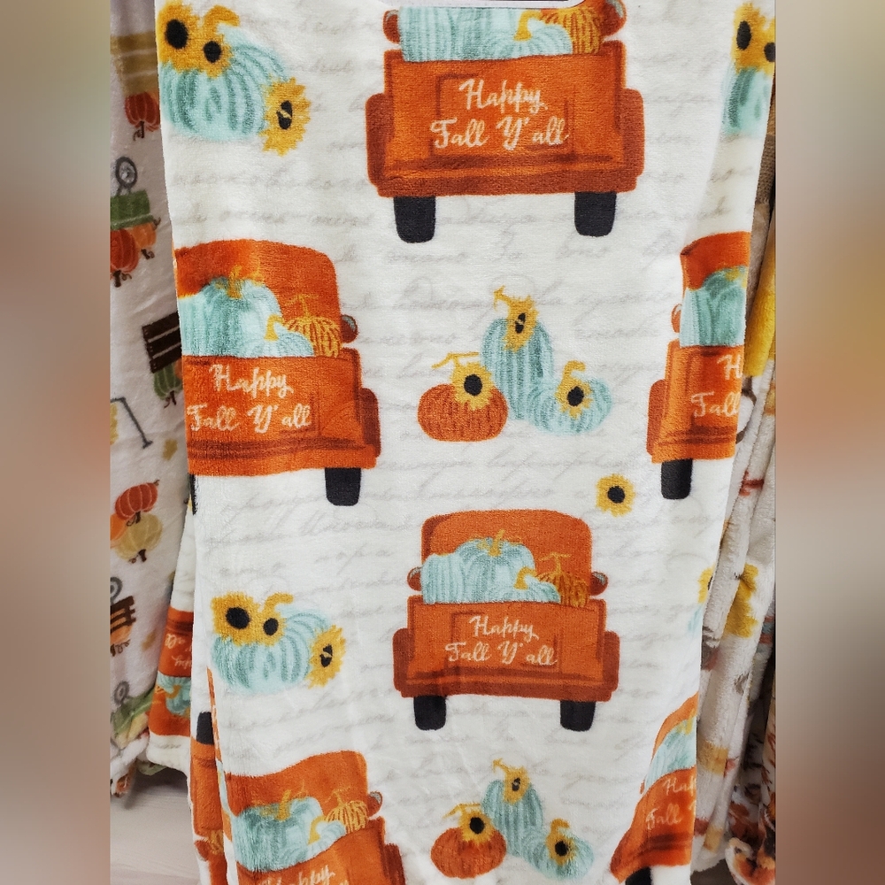 Happy Fall Y'all Farmhouse Truck Throw-NWT